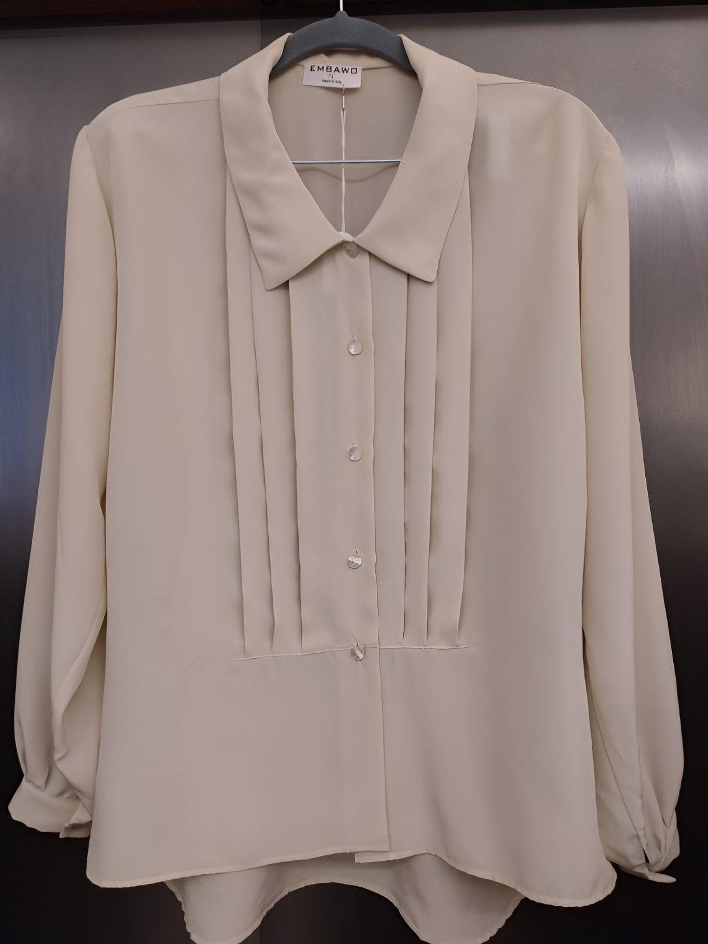 Beige Silk-Blend Shirt with Pleats