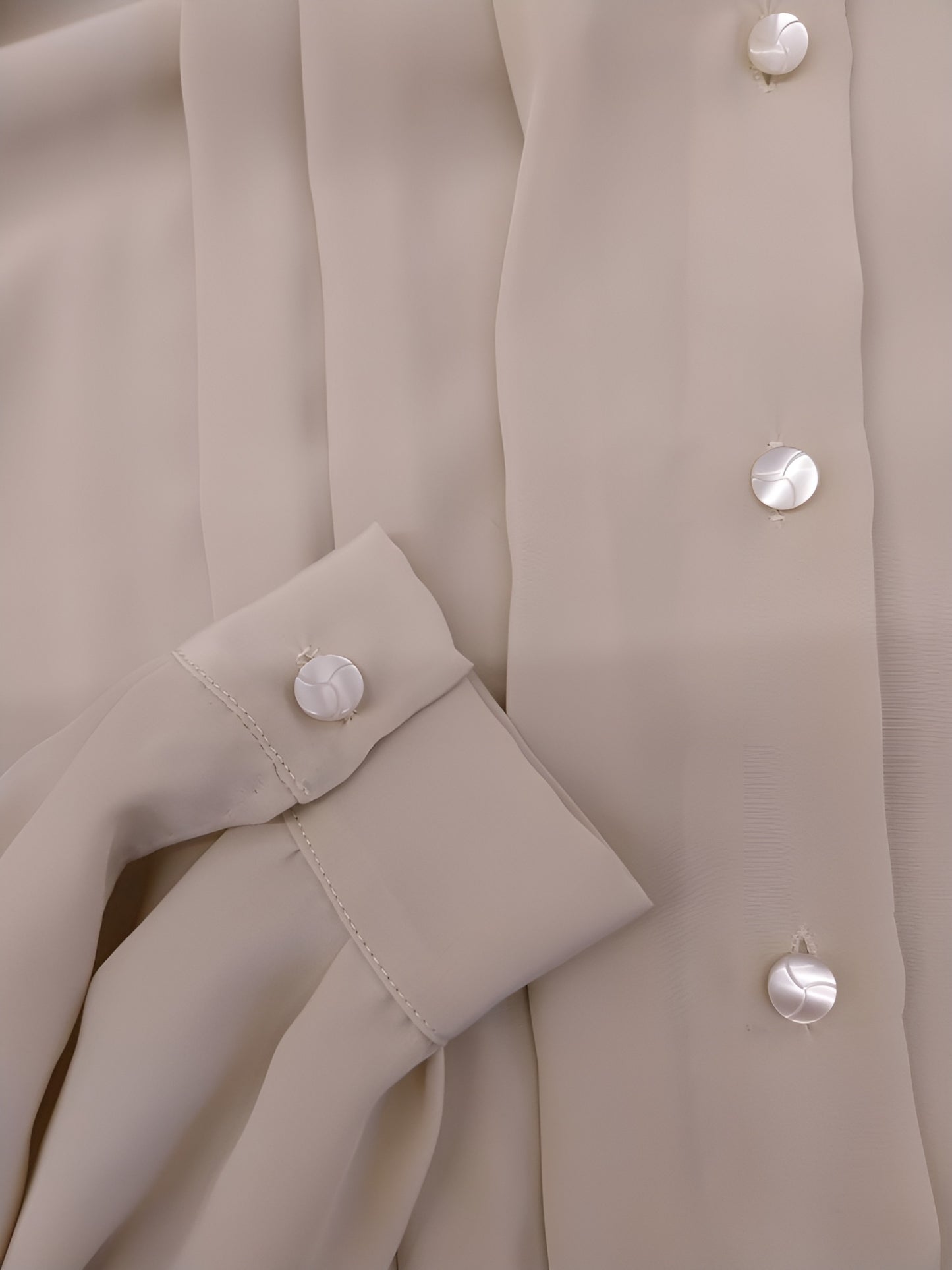 Beige Silk-Blend Shirt with Pleats