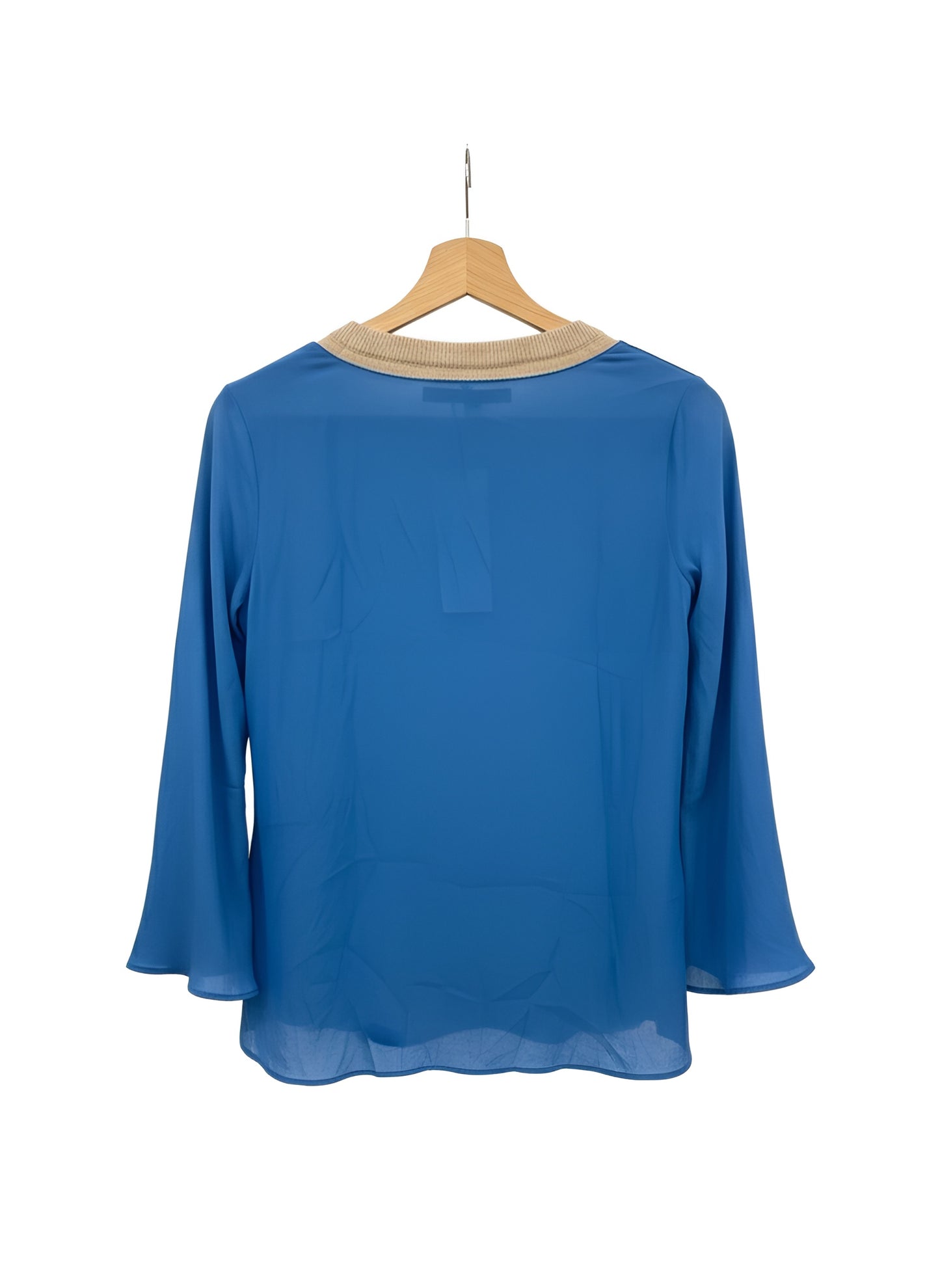 Blusa incrociata in crêpe di seta blu ceruleo