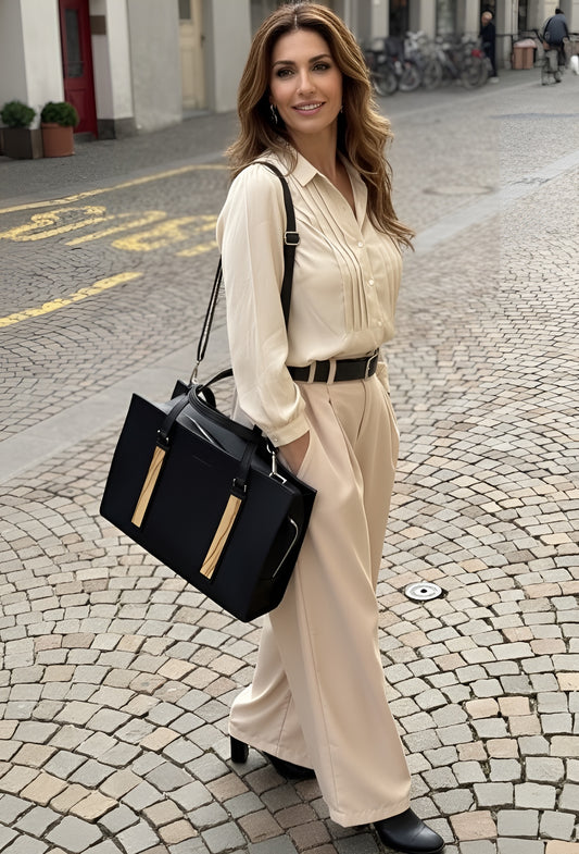 Bluse aus Seidenmischung in Beige mit Falten