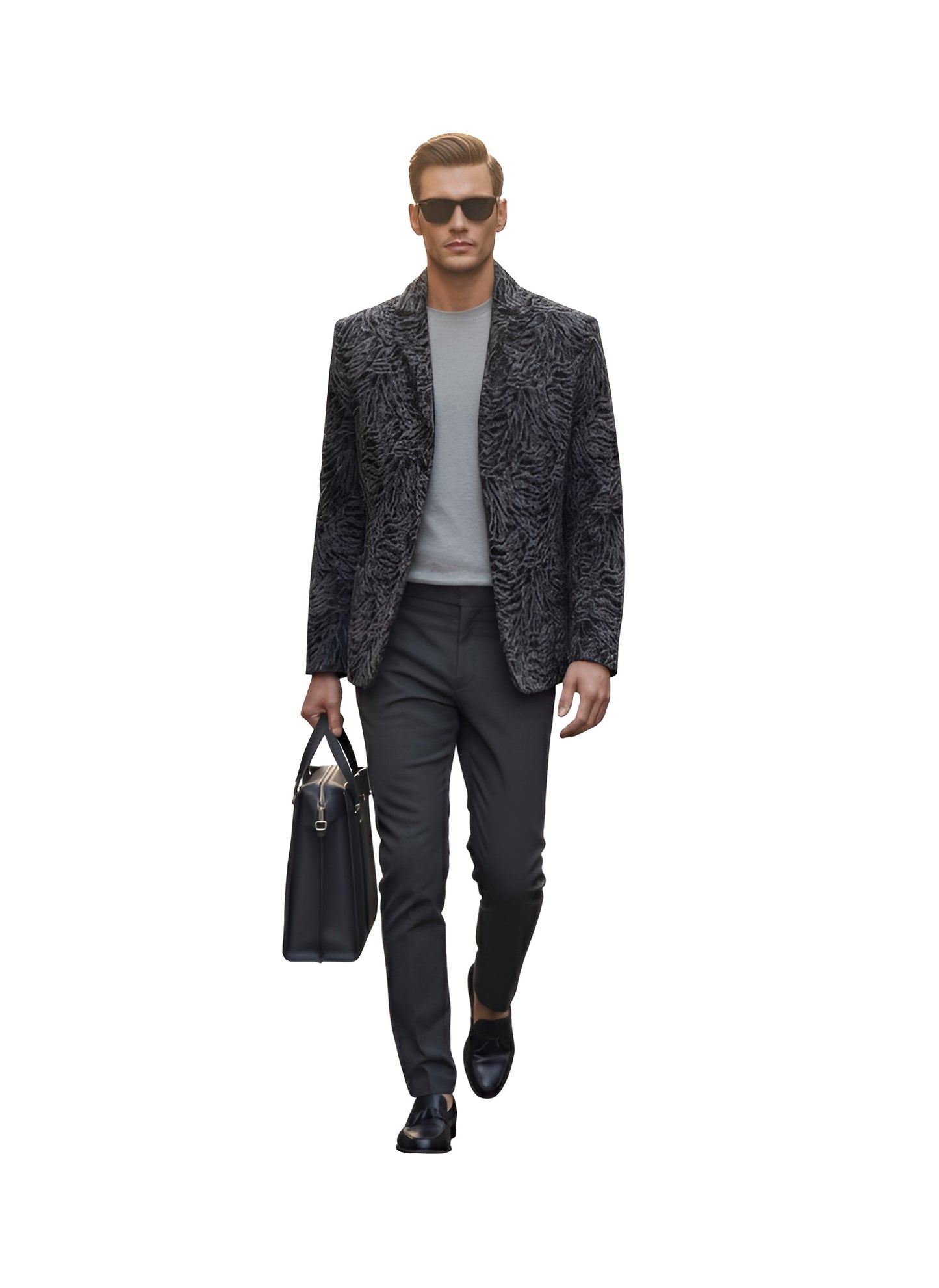 Men's Wool and Cashmere Jacket with Textured Pattern