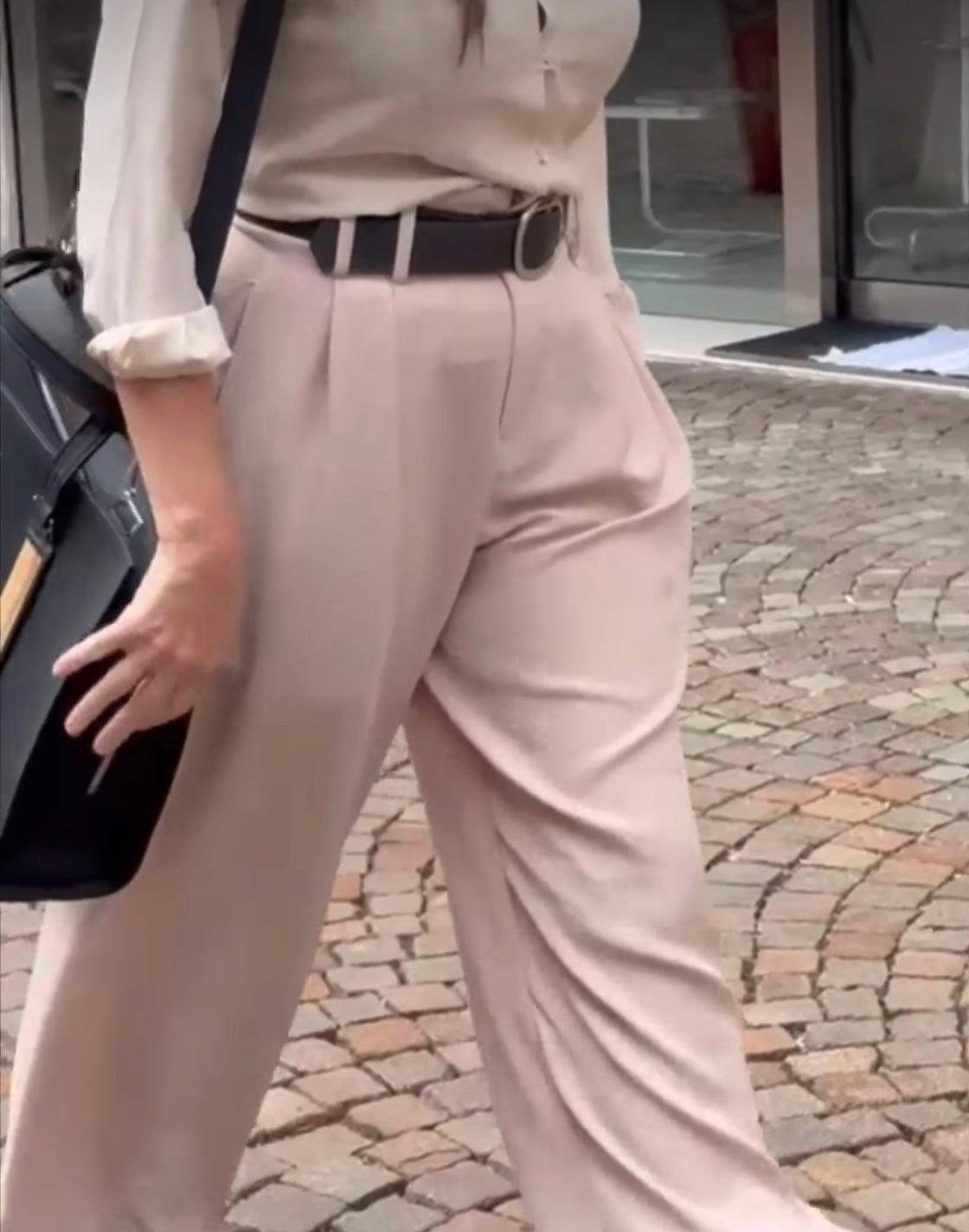 Beige Palazzo Trousers with Pleats
