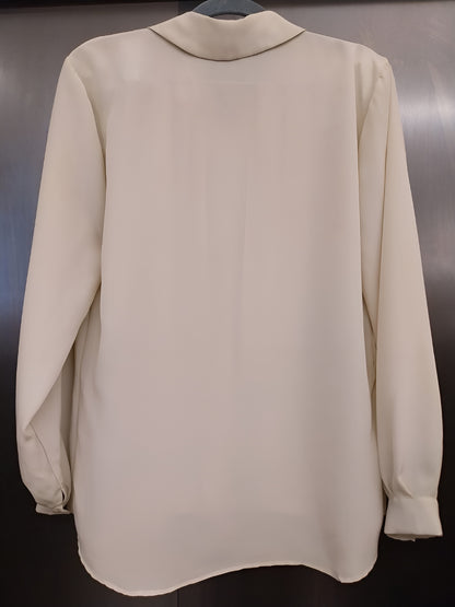 Beige Silk-Blend Shirt with Pleats
