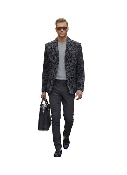 Men's Wool and Cashmere Jacket with Textured Pattern