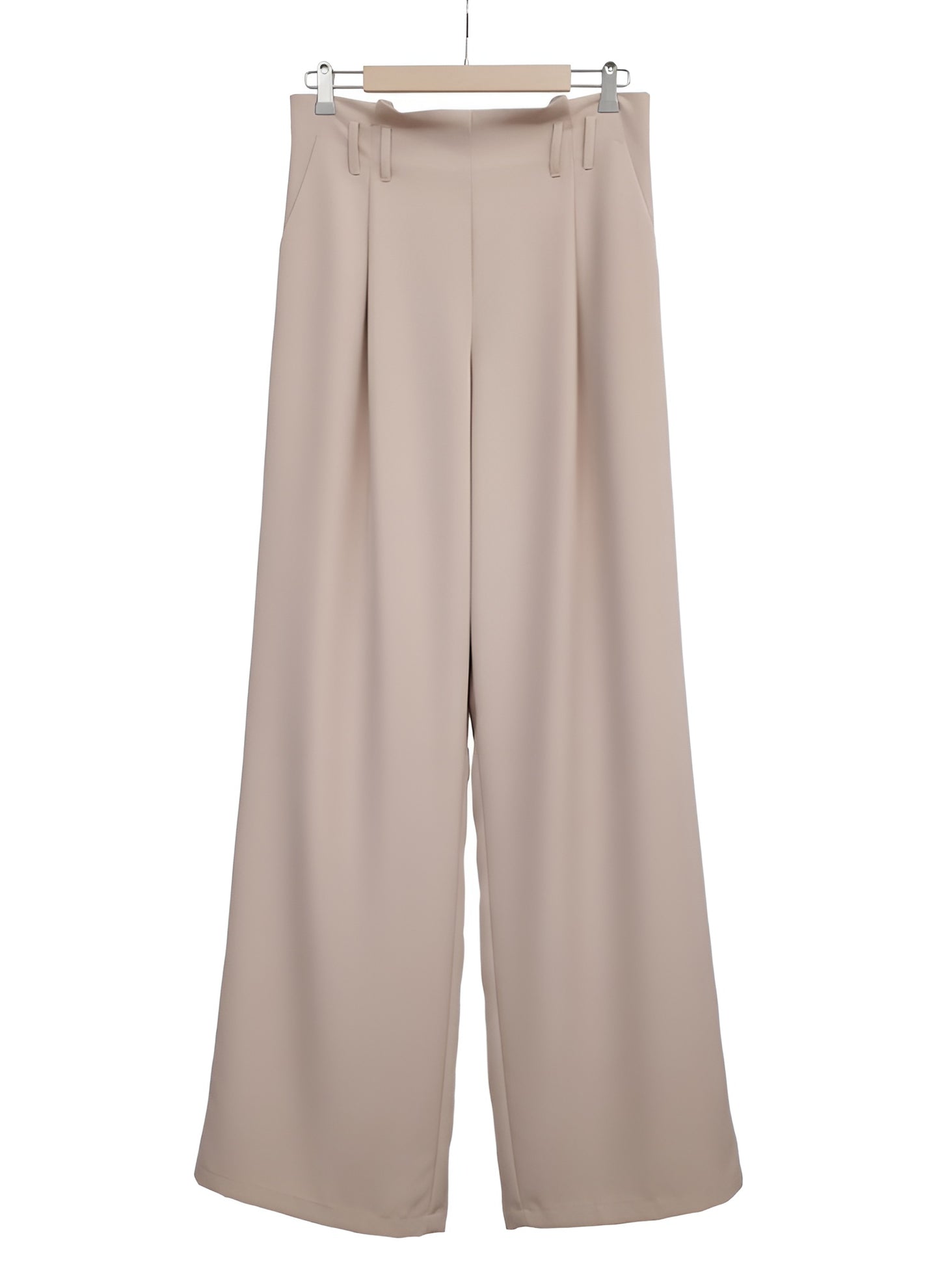 Beige Palazzo Trousers with Pleats